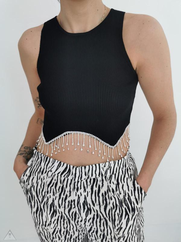 Crop Strass Black